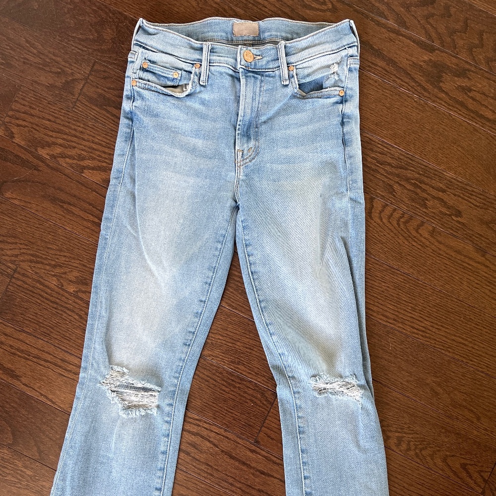 Mother denim 26 EUC The Outsider Ankle Chew poisoned petals light wash